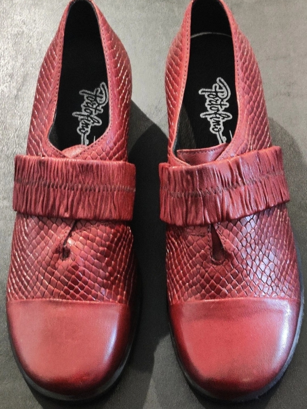 Portofino Womens 37/6.5-7 Red Slip In Loafers Style Heels